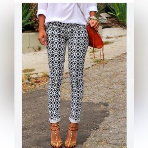 3/$20:: Black and White Aztec Patterned Pants women 28 j crew ‘toothpick’ style
